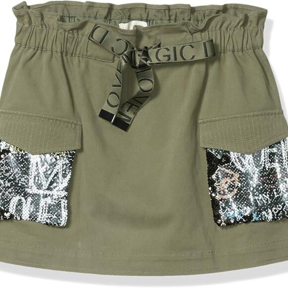 Ramy Brook Chelsea Cargo Sequin Pocket Mini Skirt in olive green Size Small - Picture 2 of 6